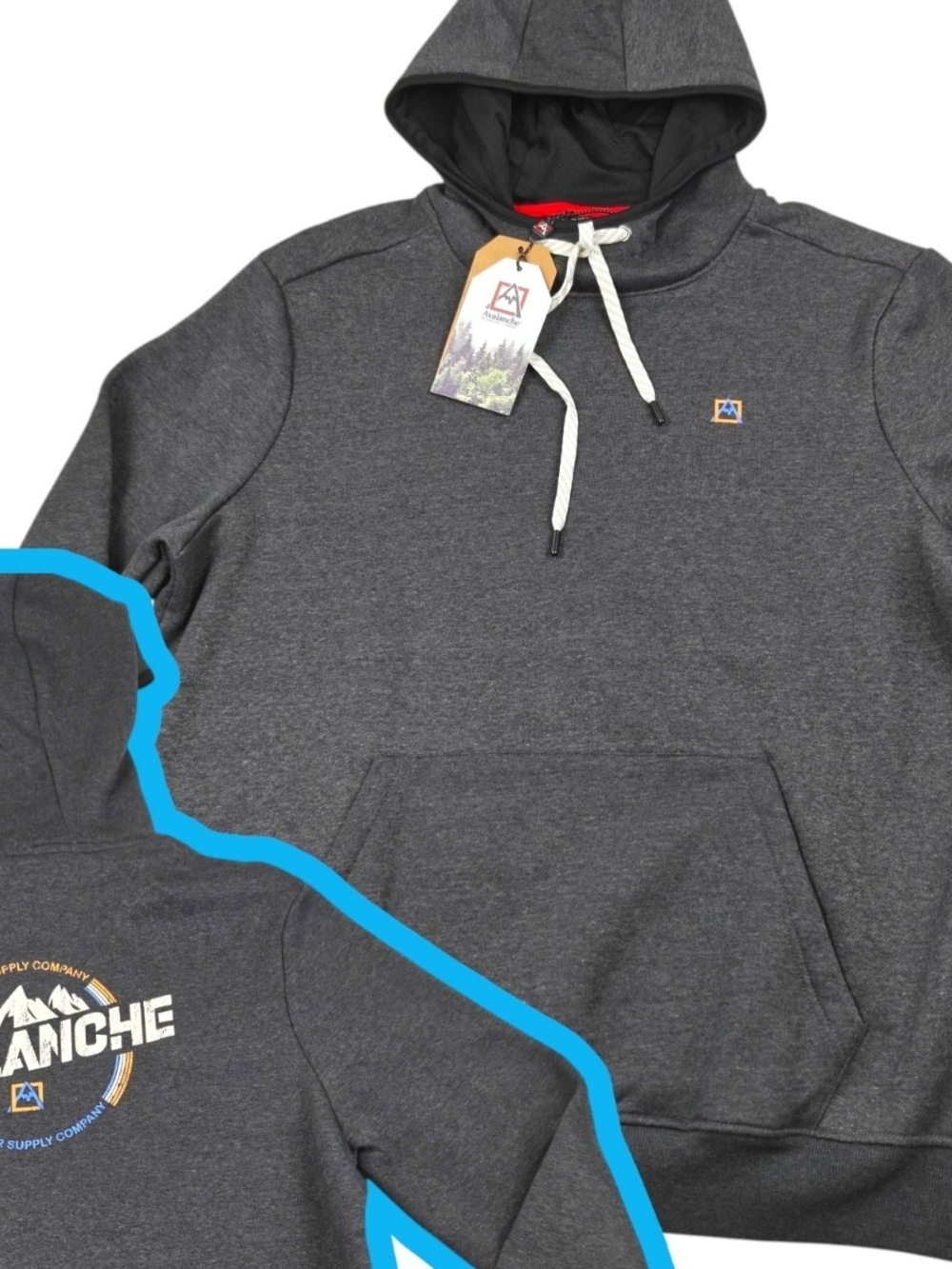 Men's Avalanche Outdoor Supply Company Hoodie Charcoal Gray Size Large NWT